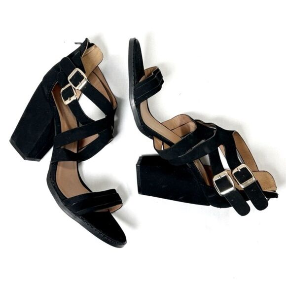 NWOT Charlotte Russe Gladiator Block Heel Sandals Zip Up Open Toe Faux Suede - Picture 3 of 5